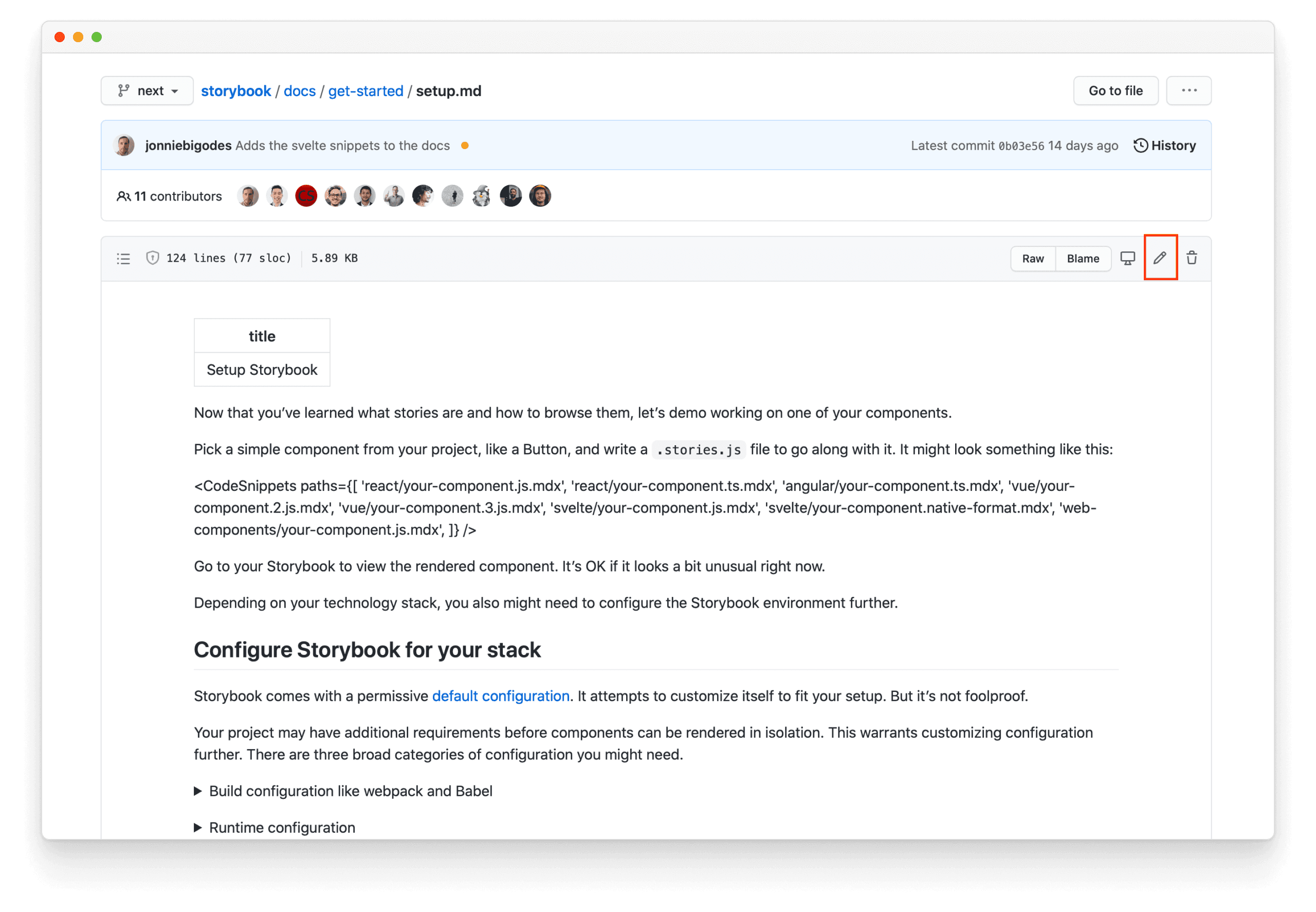 GitHub edit documentation